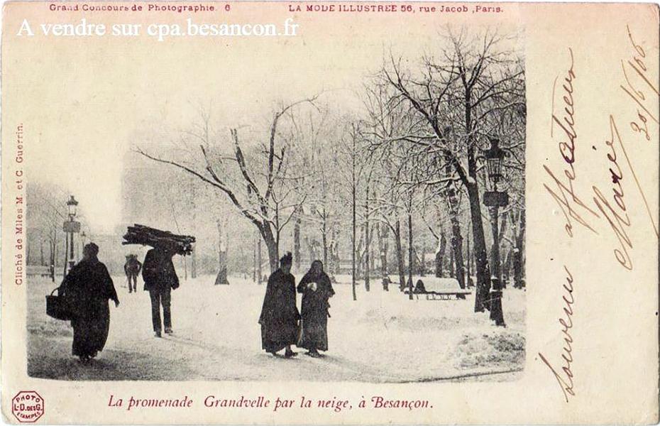 La promenade Grandvelle par la neige, à Besançon